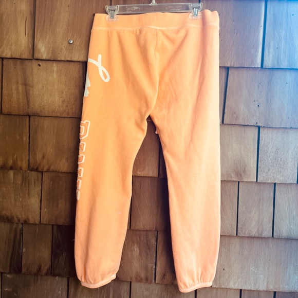 Vintage Y2K M Victoria Secret Pink Sweats Joggers Lowrise Love Pink Light Orange - Picture 11 of 12